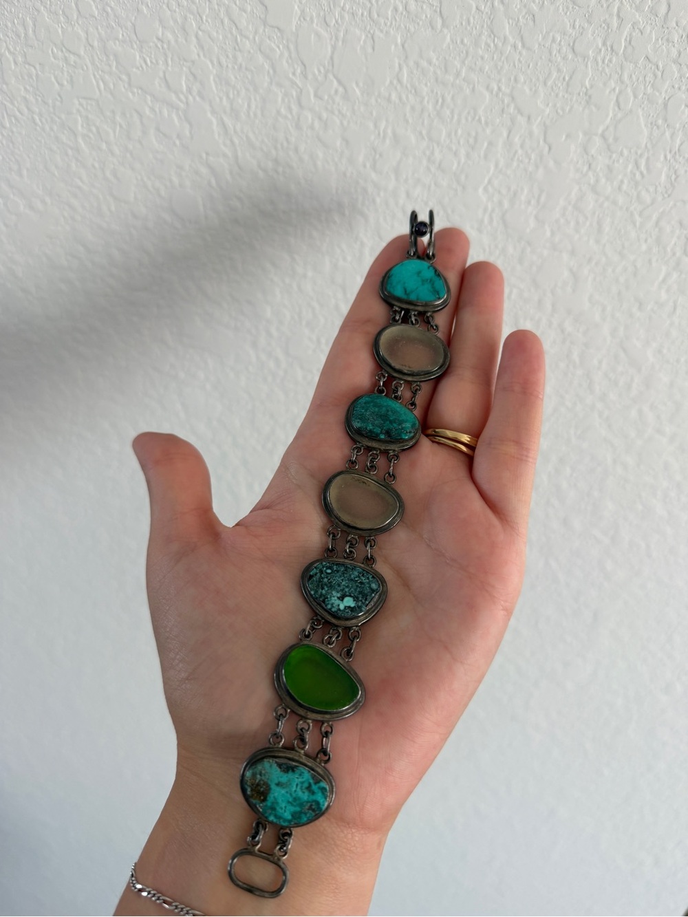 Handcrafted Turquoise & Sea Glass Link Bracelet